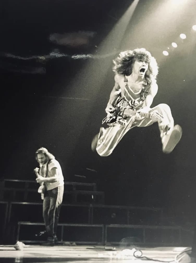 Eddie Van Halen lives up to the name of his hit single during a 1982 performance in Dallas, Texas. 